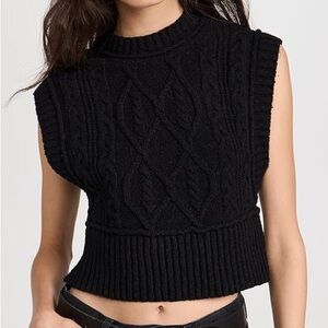 Free People Rowan Vest Knit Sweater Tank Black Size XL